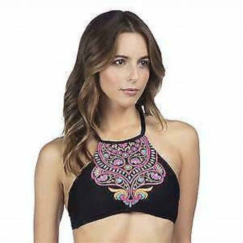 NWT Kenneth Cole High Neck Halter Bikini Set L
